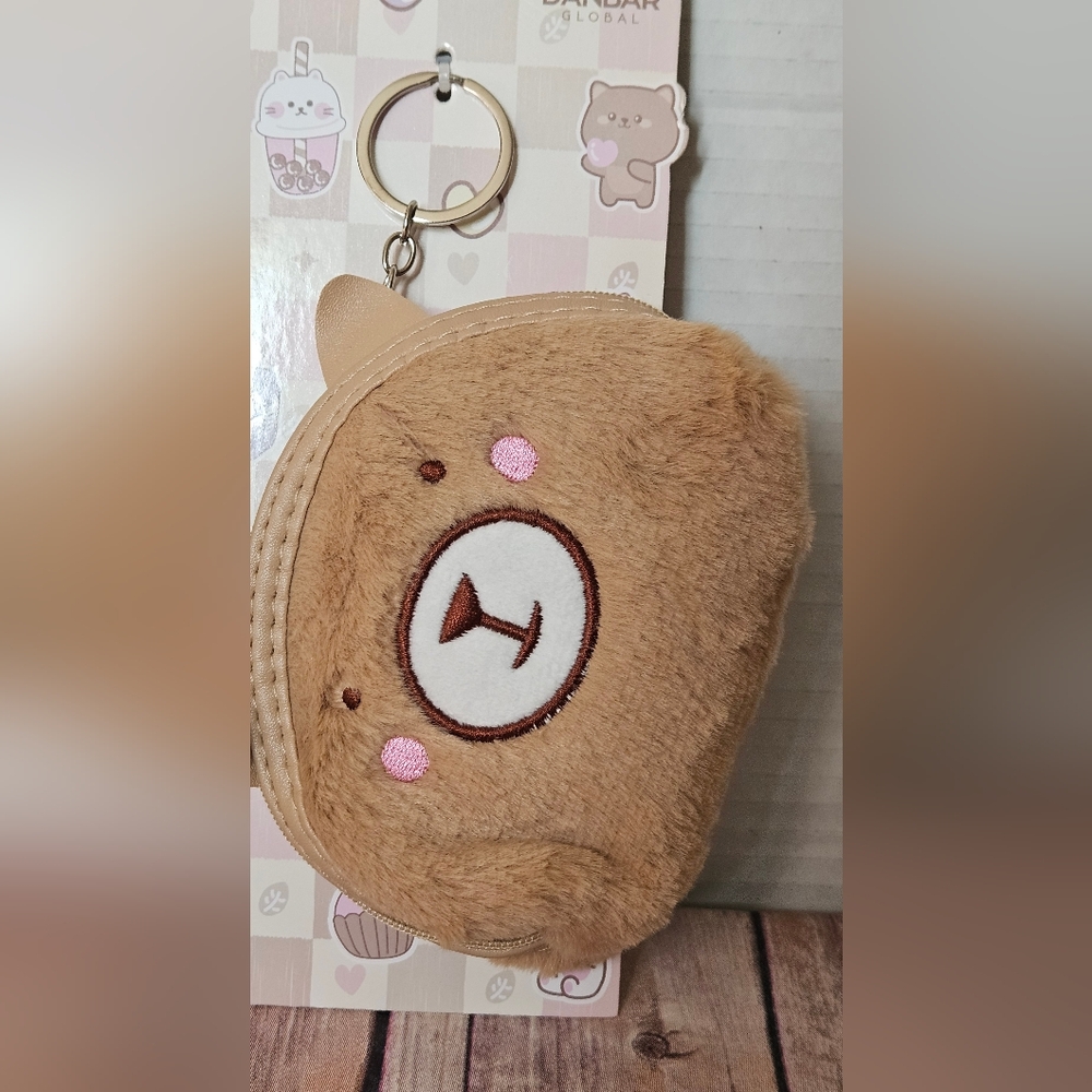 Kawaii Cutie Pink and Brown Plush Keychain Set NIP - Picture 4 of 10